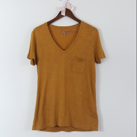 Madewell Tops - Madewell Mustard V Neckline Pocket Tee M